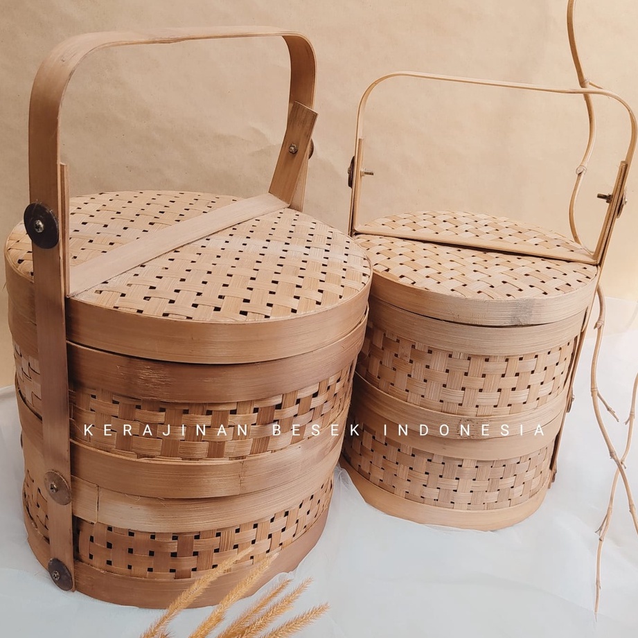 GROSIR RANTANG DIMSUM BULAT BAMBU 2 SUSUN diameter 25cm// Tempat dimsum// Klakat bambu// Klakat dims