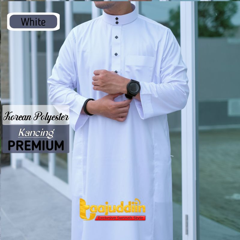 COD Jubah Gamis Pria Saudi Style Alharamain Polyester Korea Kancing Premium Exclusive Jubah Saudi Al