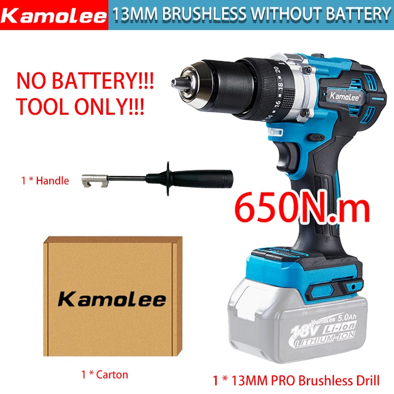 NEW PRODUCT KAMOLEE 13MM 650N.M TORSI TINGGI 2450RPM OBENG BOR LISTRIK TANPA SIKAT TANPA KABEL