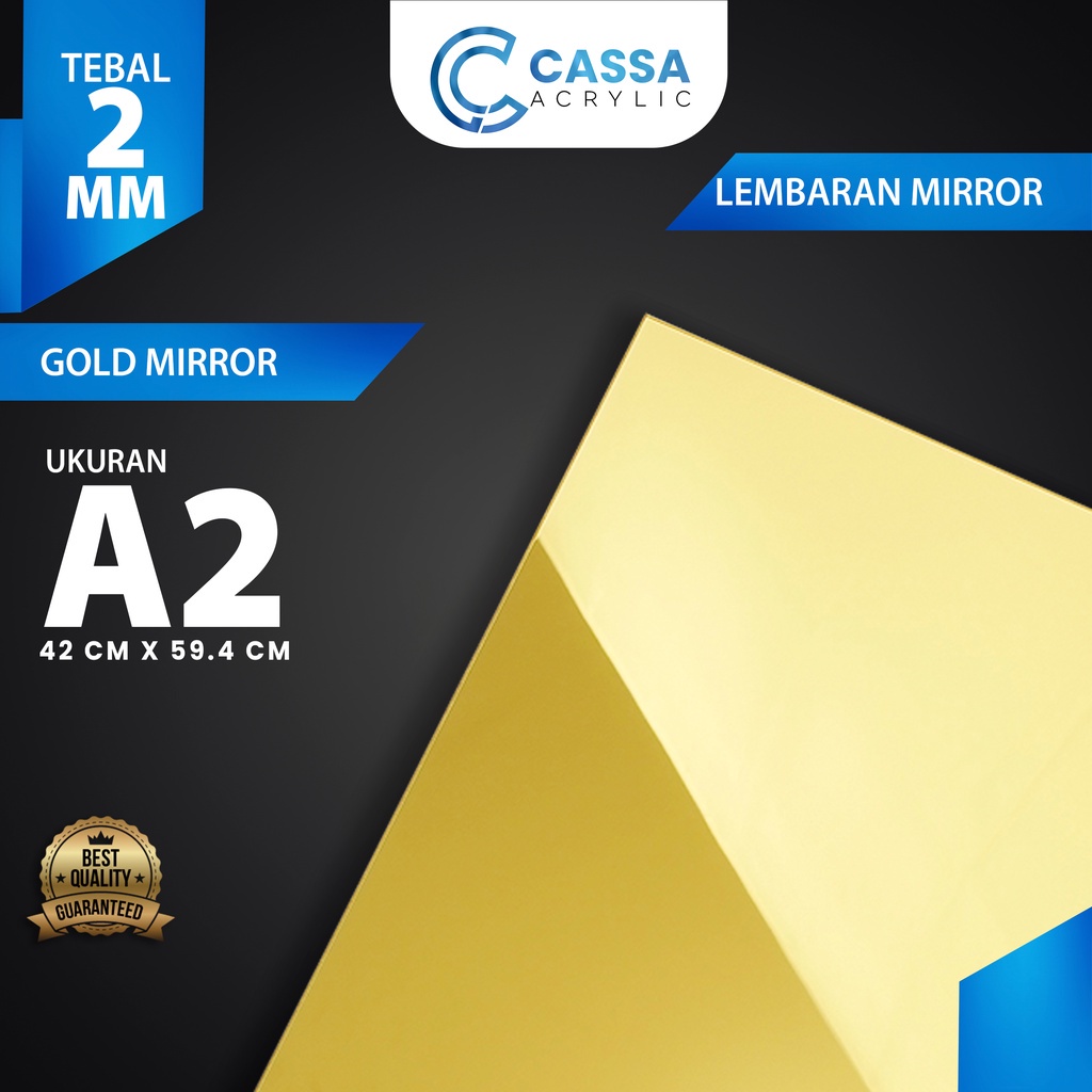 Akrilik Lembaran 2mm A2 Gold Mirror