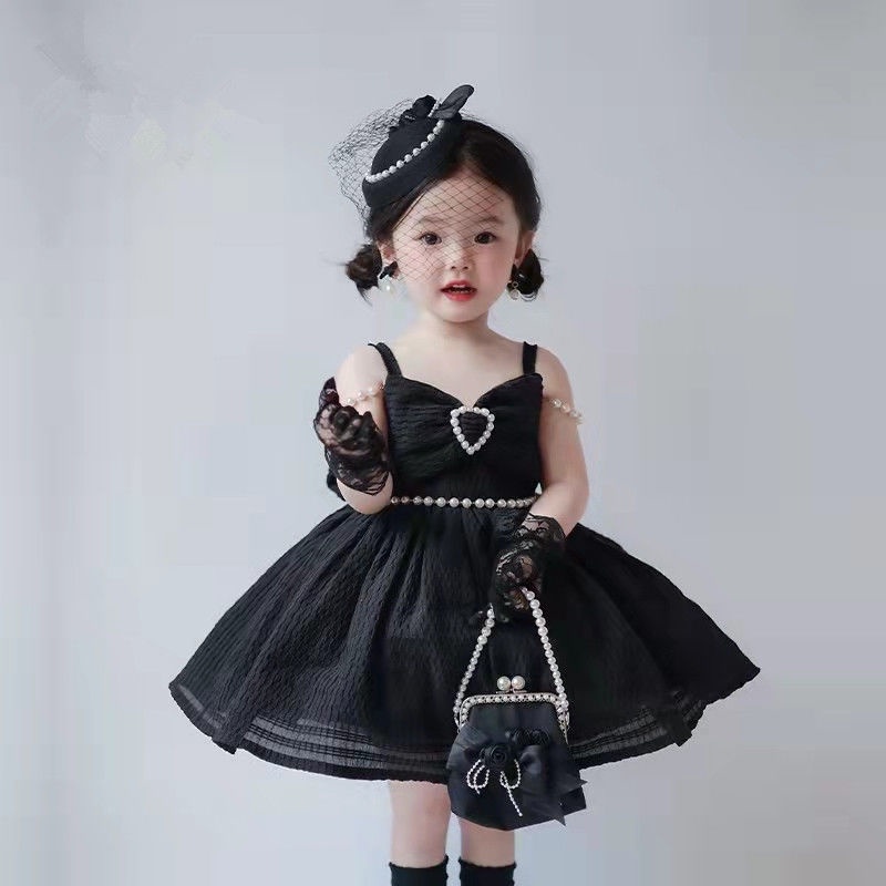 Girls' Lolita Dress Princess Pengpeng Dress Black Dress Strap Dress