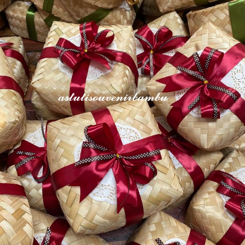 Anyaman bambu termurah (B2007) BESEK PITA NATURAL 20 CM / besek makan / hampers besek / besek murah 