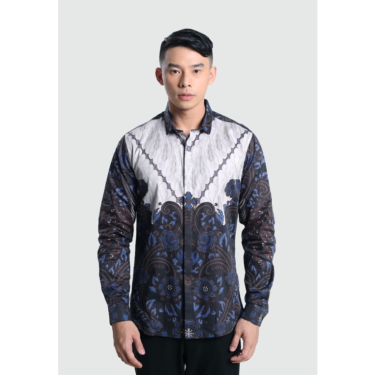 MOC Kemeja Batik Lengan Panjang Pria MANGGALA-BLACK