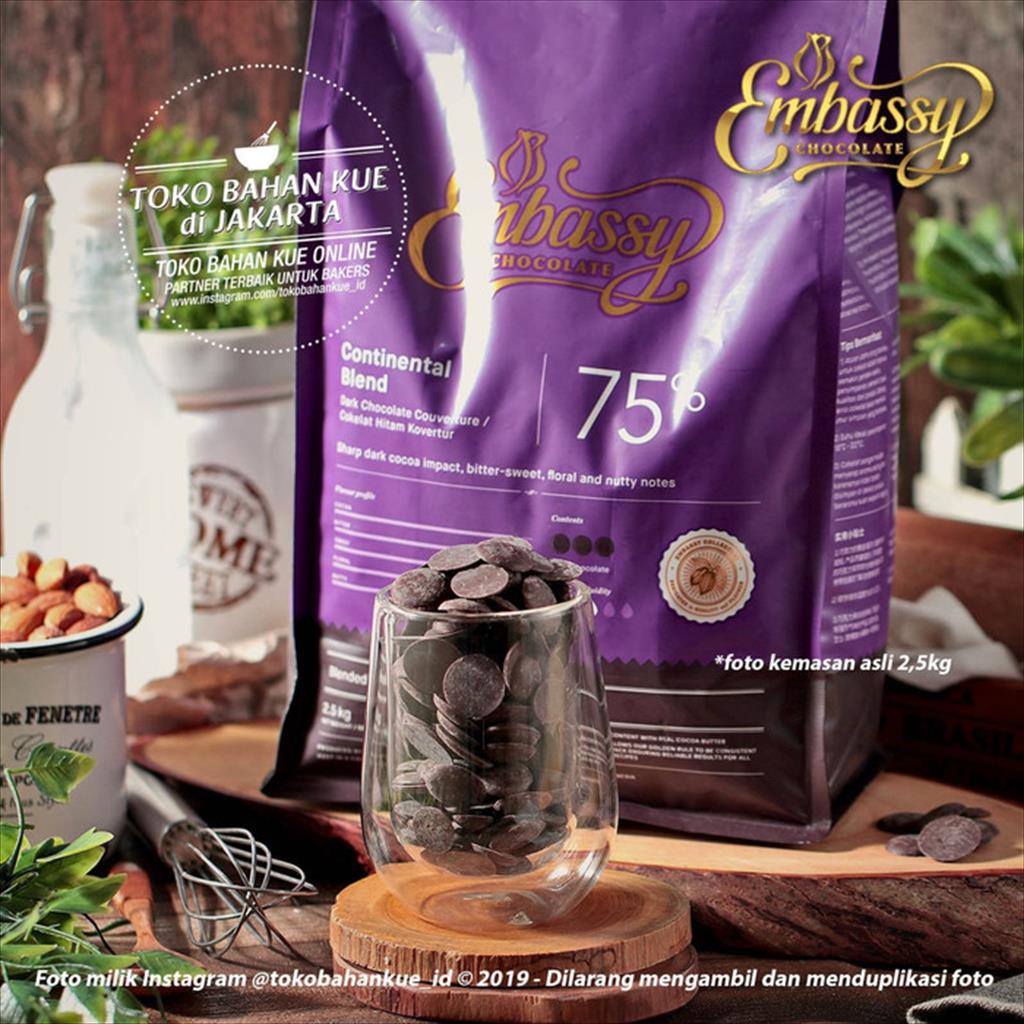 

Tulip Embassy Chocolate - Continental 75% 100gr Dark Couverture Cokelat