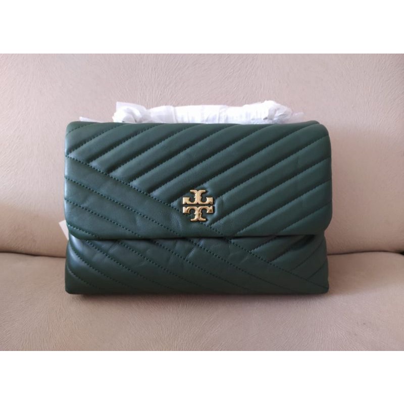 Tory Burch Kira Chevron Convertible Bag Green Tas Vs