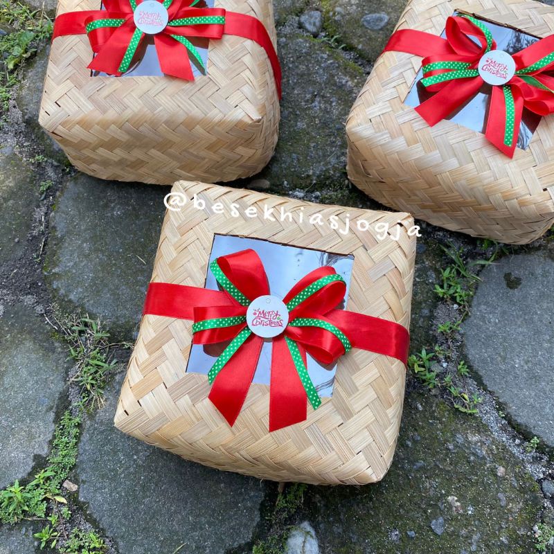 NATAL SERIES / BESEK MIKA NATURAL PITA NUANSA NATAL besek hampers bingkisan natal besek souvenir pac