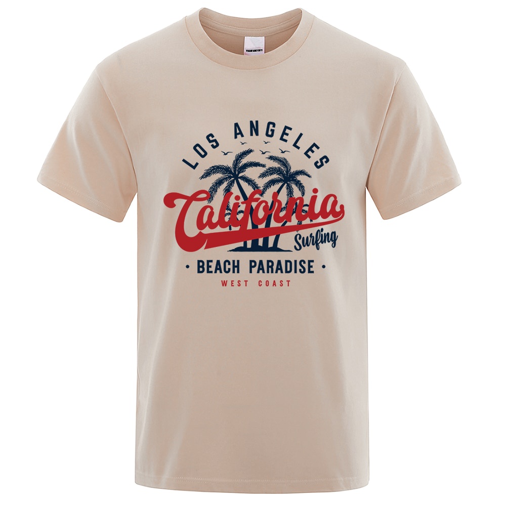 Jemssky San Francisco, California Beach Paradise Men Tops Fashion Crewneck T Shirt Cotton Summer T-S