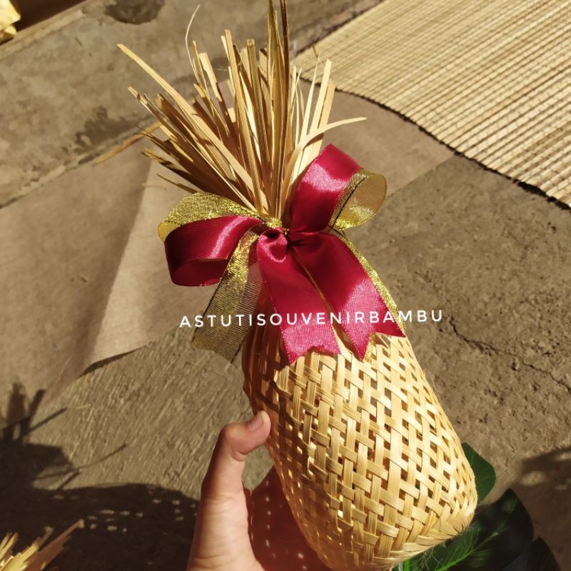 KRONGSO NATURAL PITA 9x22 cm / krongso anyam bambu / packaging makanan / keranjang unik / souvenir /