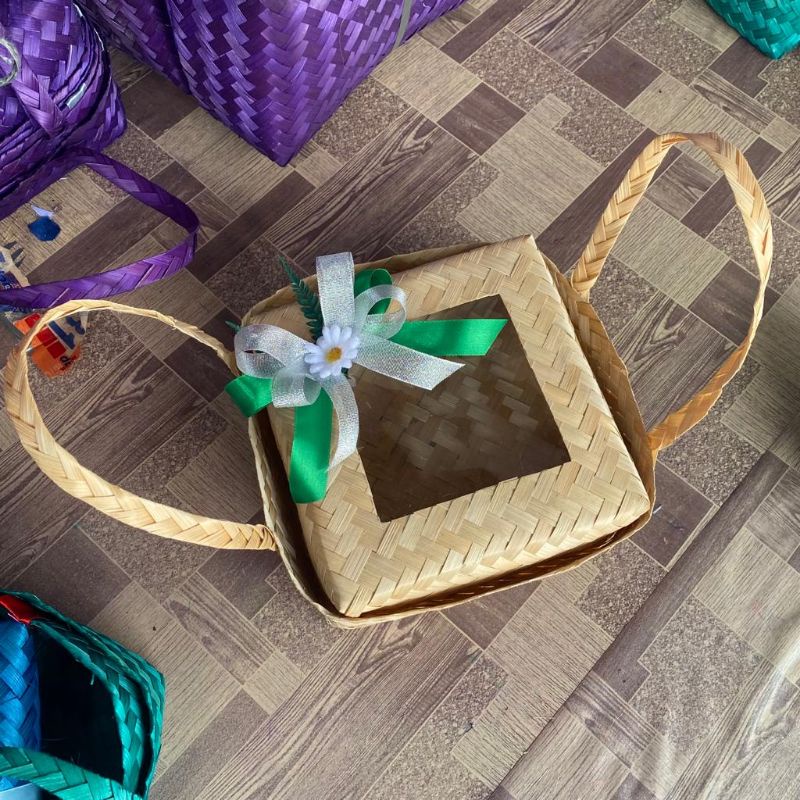 SEPASANG BESEK JINJING MIKA PITA NATURAL besek bambu besek makan besek murah kotak nasi besek cateri