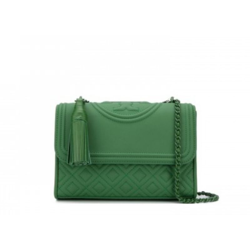 Tory Burch Fleming Convertible 21&27 - Convertible Green Matte Sling Bag Tas Vs