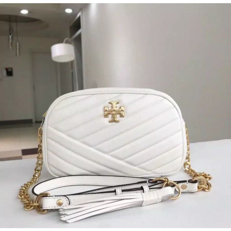 Tory Burch Kira Chevron Small Camera Bag White Tas Vs