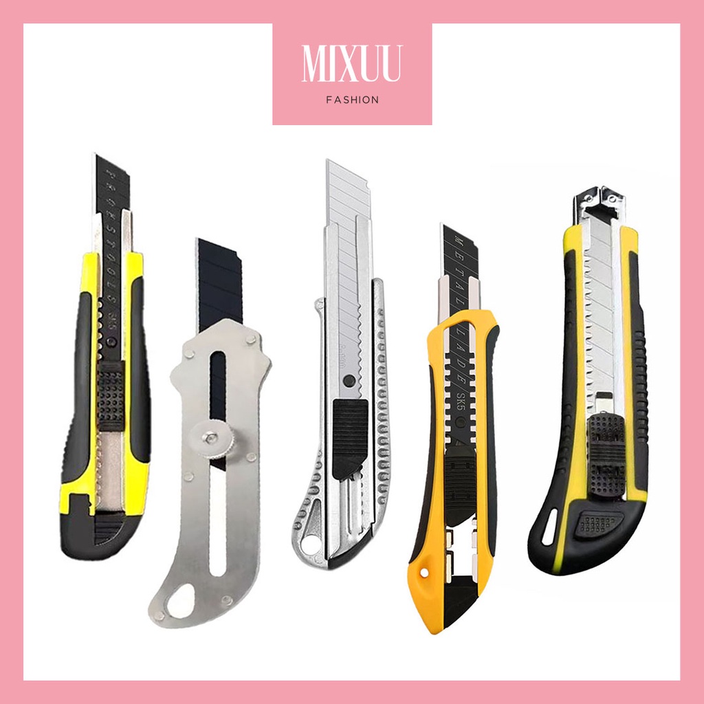 

Cutter Besi Stainless & Aluminium - Gagang Karet - Pemotong Kertas Alat Kerajinan Tangan - Refill Cutter