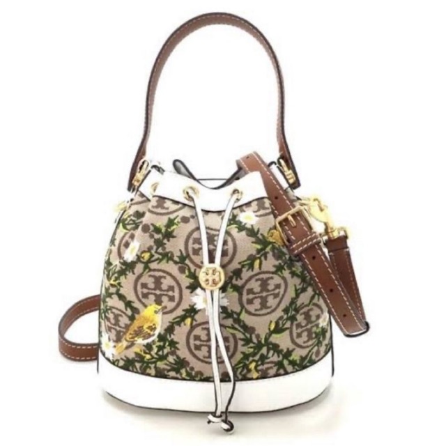 Tory Burch T Monogram Jacquard Embroidered Bucket Bag Tas Vs