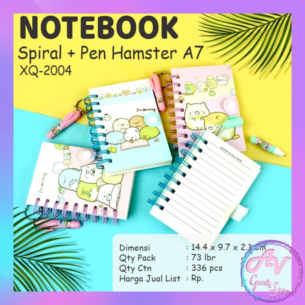 

Diary Spiral Kancing A7 + Pen Hamster XQ2004 / Diary Mini 73lembar / Notes