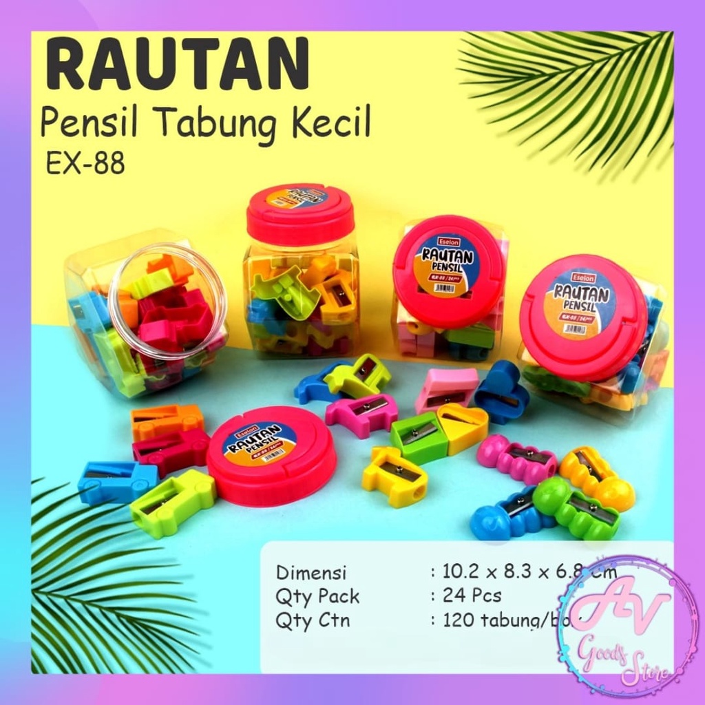 

Rautan Tabung EX-88 isi 24pcs / Serutan Pensil Toples / Rautan Pensil