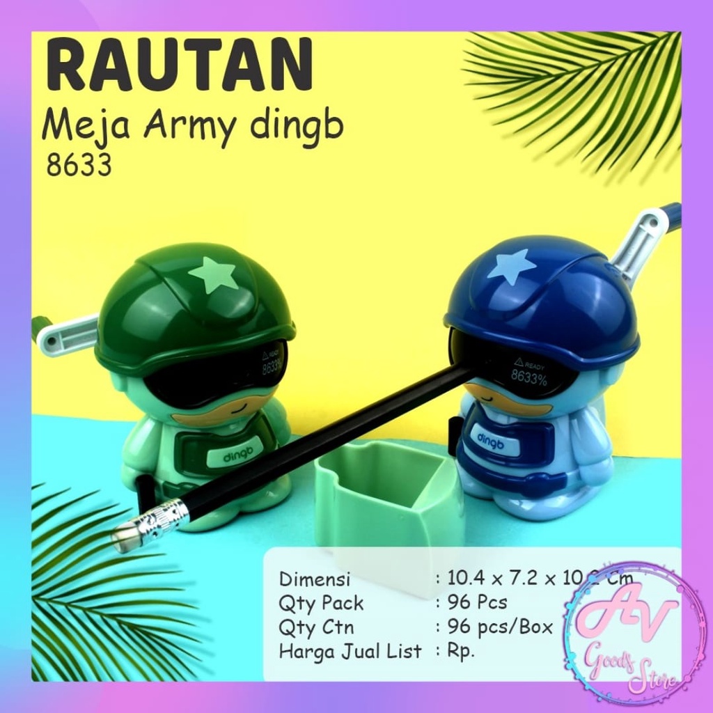 

Rautan Meja Army dingb 8633 / Serutan Putar Duduk / Rautan Pensil Fancy