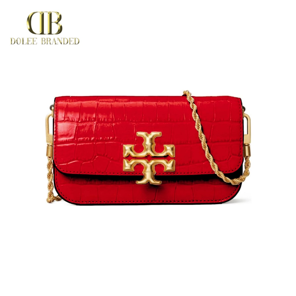 Tory Eleanor Chroco mini Beige Sling Bag - Red Tas Vs