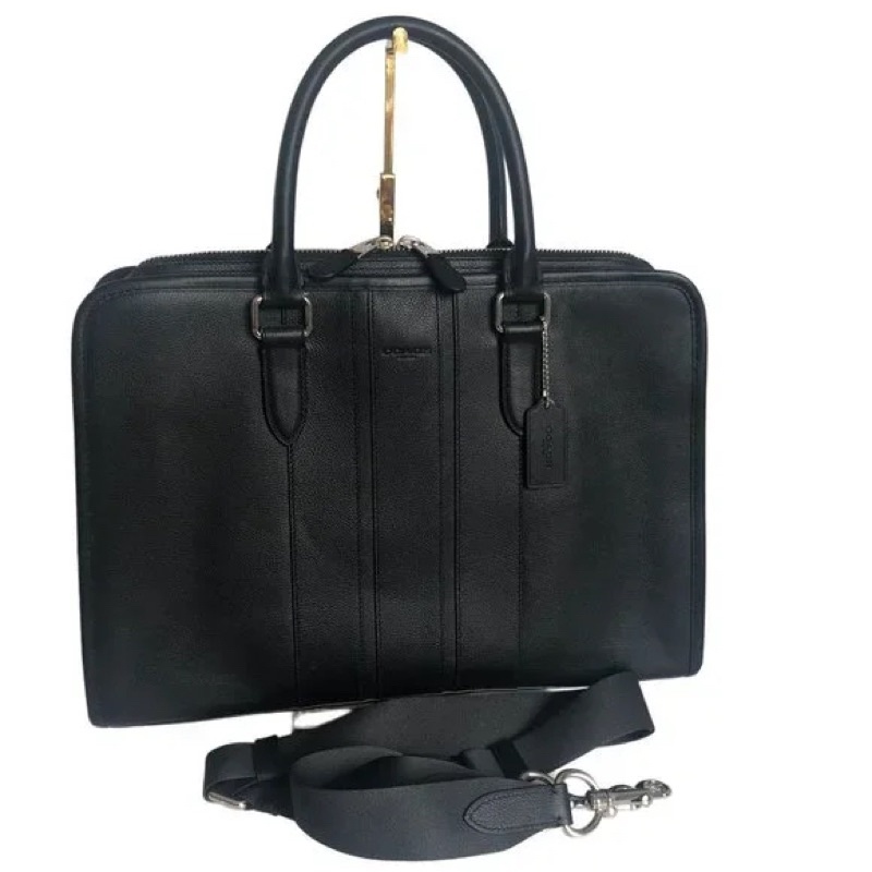 Coach Briefcase Bag Black Leather Laptop (C72309) Tas Vs