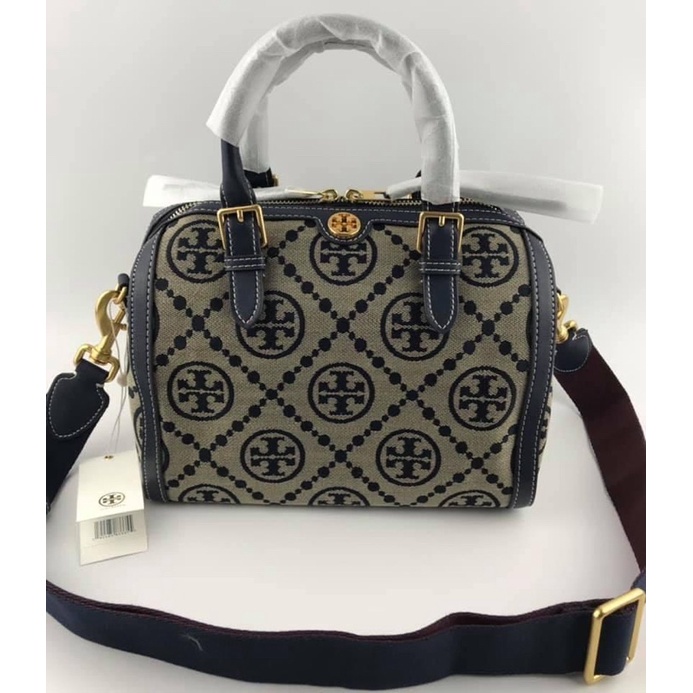 Tory Burch T Monogram Jacquard Barrel - Navy (83970) Tas Vs