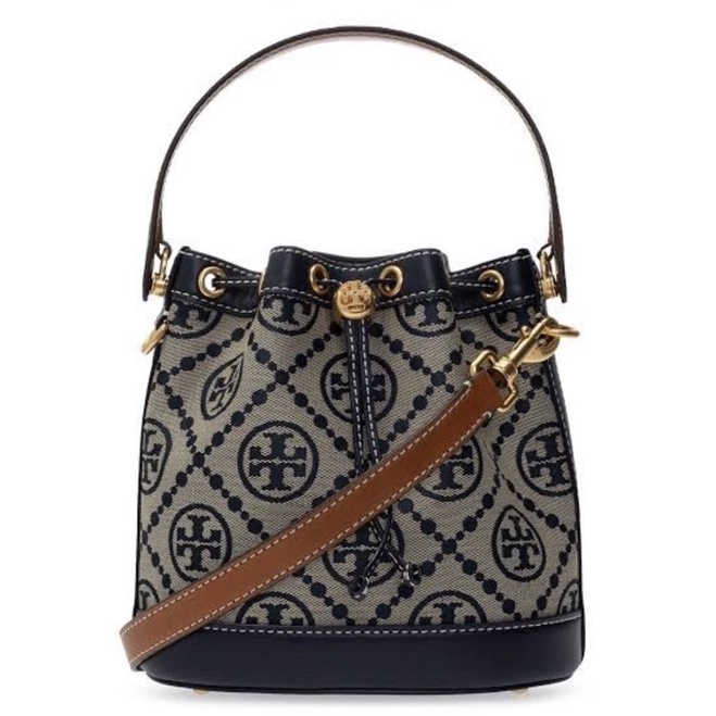Tory Burch T Monogram Jacquard Bucket Bag (79487) Tas Vs