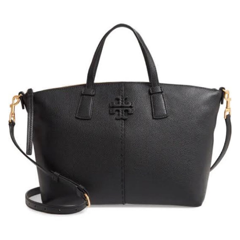 Tory Burch McGraw Zip Top Satchel Black Tas Vs