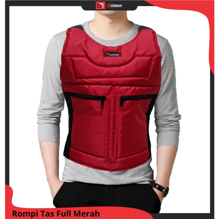 PROMO - Rompi Motor Tas Anti Angin Pelindung Dada Cordura Premium - Full Merah