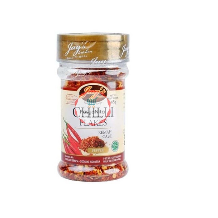 

Jay's Chili Flakes / Jays Remah Cabe/ Jay Remah Cabai - 45 gr - FasyAnita Mart Denpasar