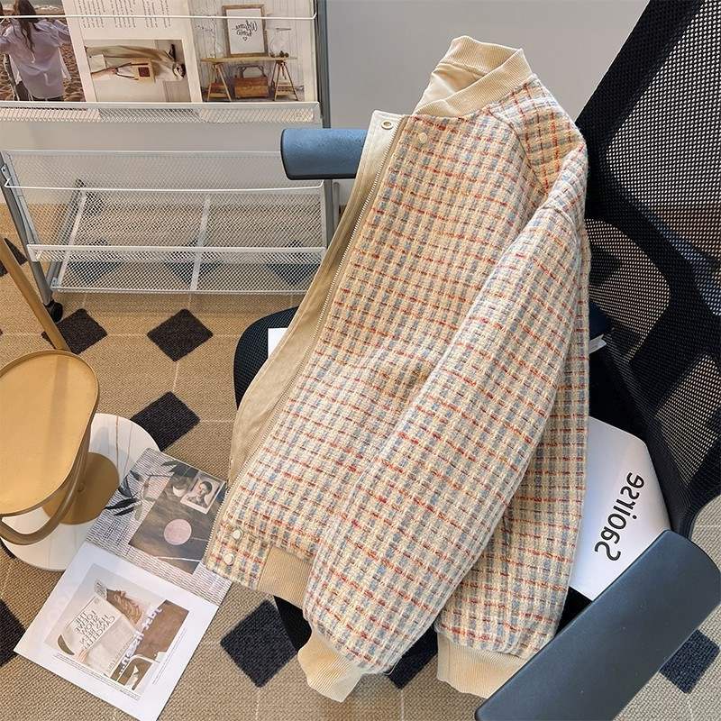 Men's American retro oversize double-sided high street plaid jacket jacket