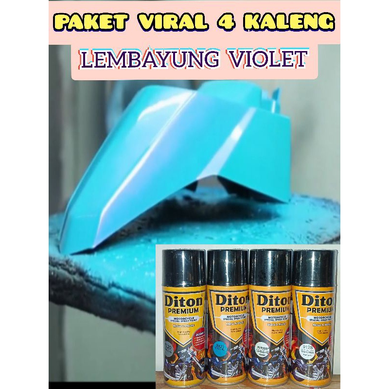 cat semprot cat spray PAKET 4 KALENG pilok pilox diton premium LEMBAYUNG biru violet lembayung BUBBL