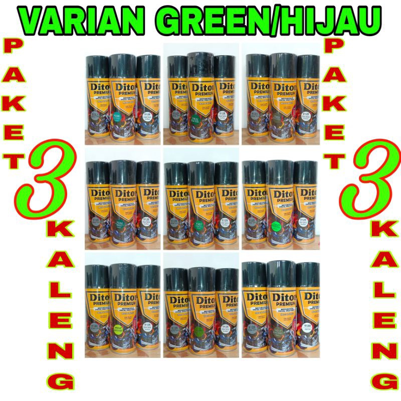 cat semprot cat spray PAKET 3 KALENG pilok pilox diton premium VARIAN hijau varian green paket 3 kal