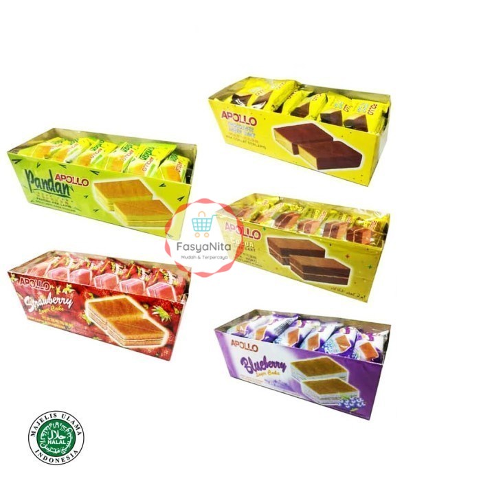 

Apollo Layer Cake Bolu Lapis Cokelat Pandan Blueberry Strawberry 24 bj - Stroberi - FasyAnita Mart Denpasar