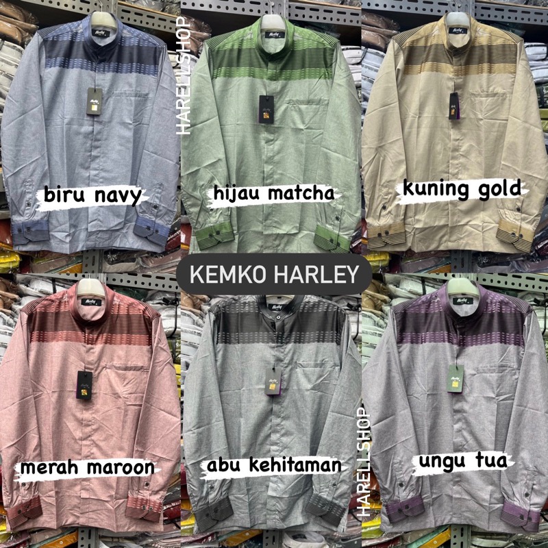 Kemko Kemeja Koko Harley Ready 5 warna Abu tua Biru navy hijau matcha Coklat Muda Pink Murah