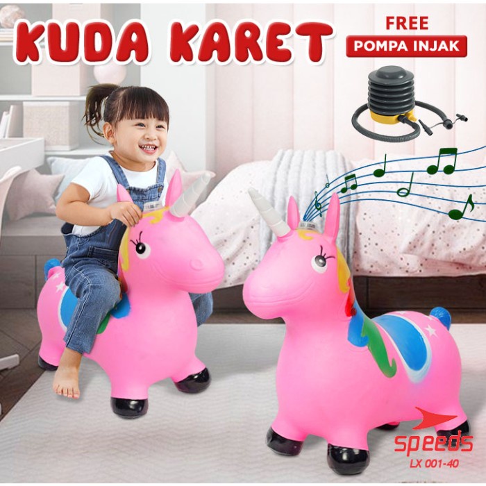 Mainan Kuda Kudaan Anak Balita Karet Tunggang Jumping Animal Music LED