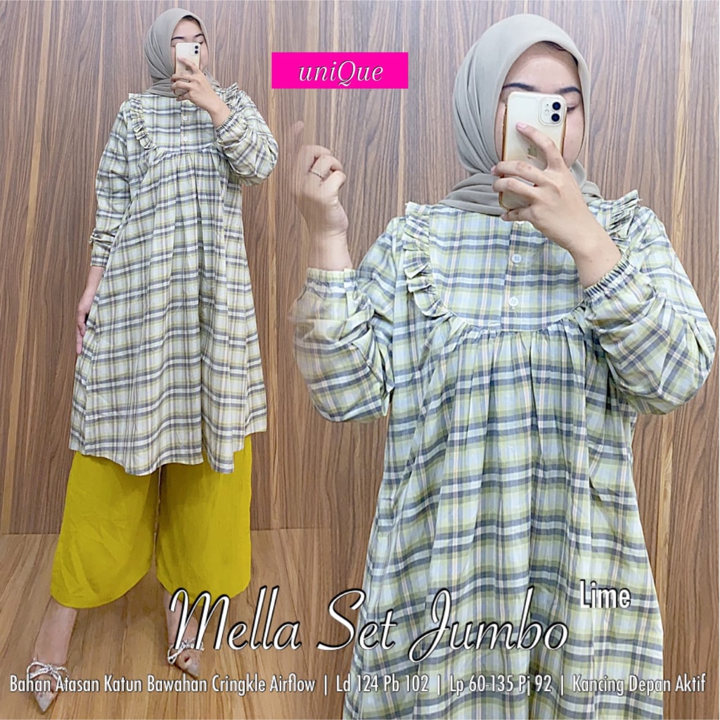 Setelan wanita jumbo Mella/ setelan wanita jumbo/ setelan wanita casual/ busana muslim wanita/baju k