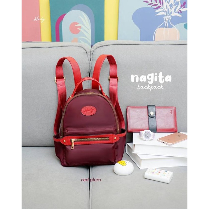Hody Bag - Tas Ransel Wanita NAGITA Original Hody - RED PLUM