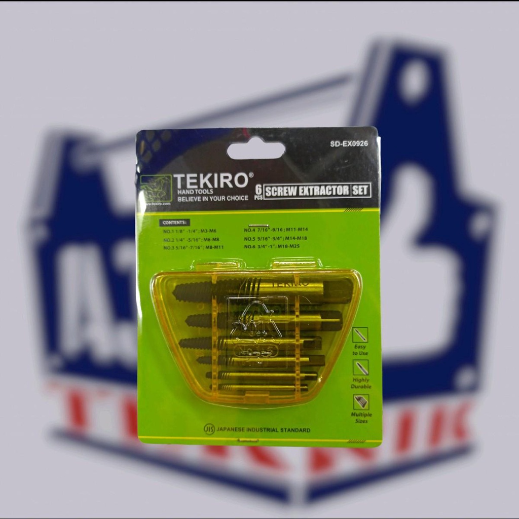 Tekiro tap balik tekiro set 6pcs screw extractors set tekiro