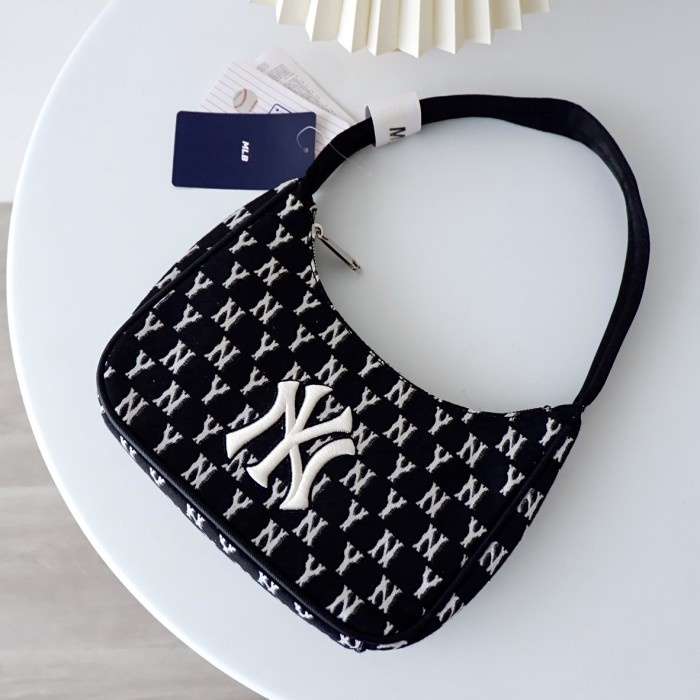 New MLB NY Yankees Monogram New Hobo Bag Black In White - ORIGINAL 100%