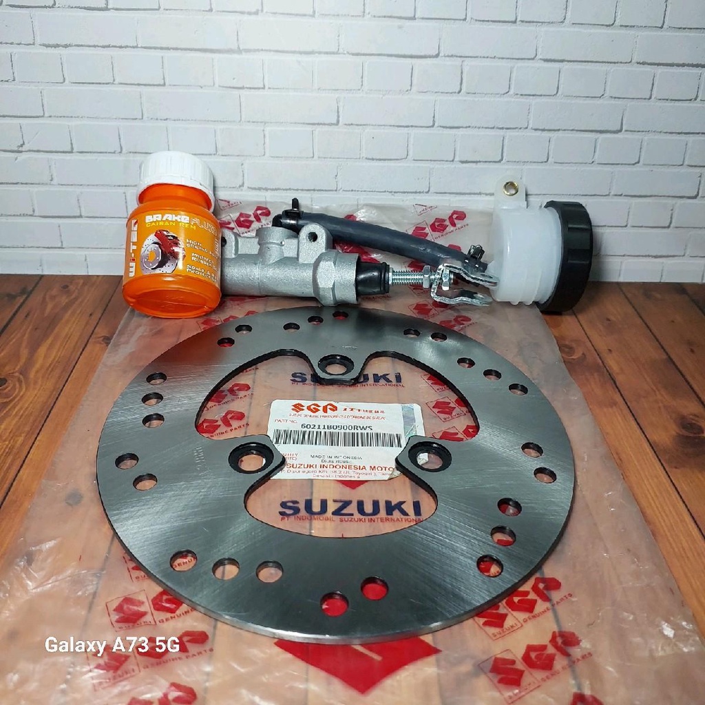 paket piringan dan master rem belakang plus minyak rem motor suzuki satria fu 150