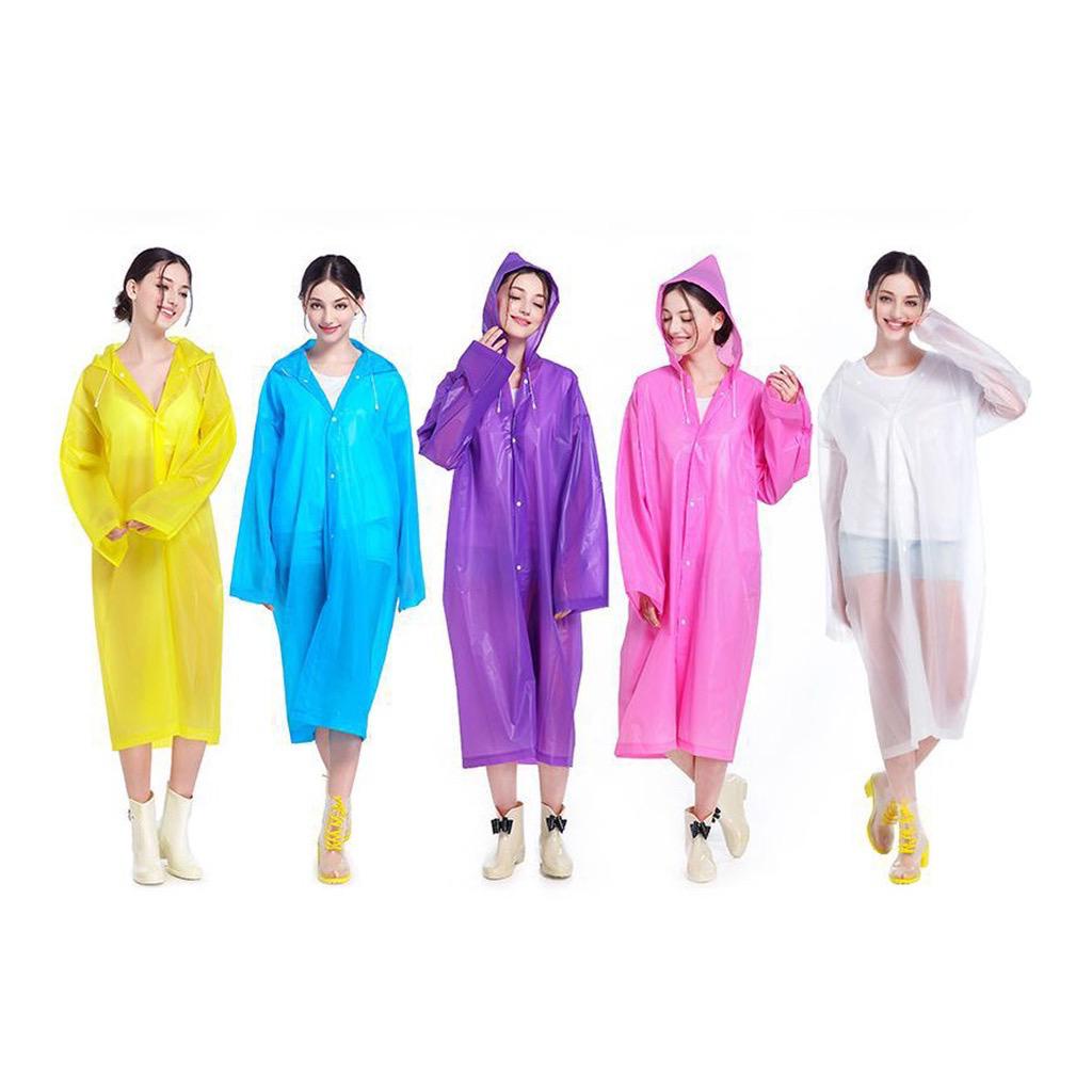 1234OS - Jas Hujan Mantel Korea + Hoodie Semi Transparan Anti Air / Jubah Terusan Musim Ujan Untuk M