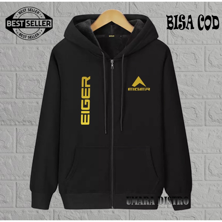 Umara86 Jaket Distro Resleting Kupluk 1205 Kiri Kanan Text Gold Jaket Cewek Cowok Premium Jaket Musi