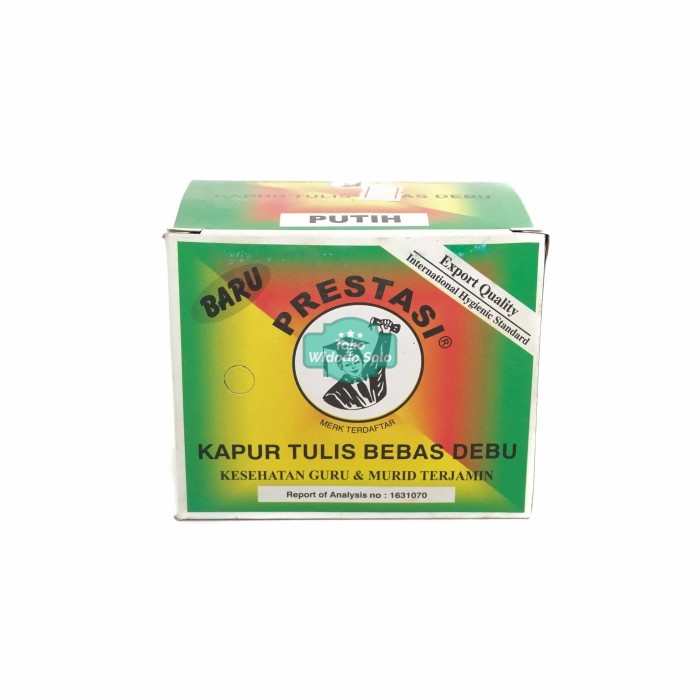 

Kapur Putih Prestasi Kapur Tulis Bebas Debu 1 Box Isi 50 Buah
