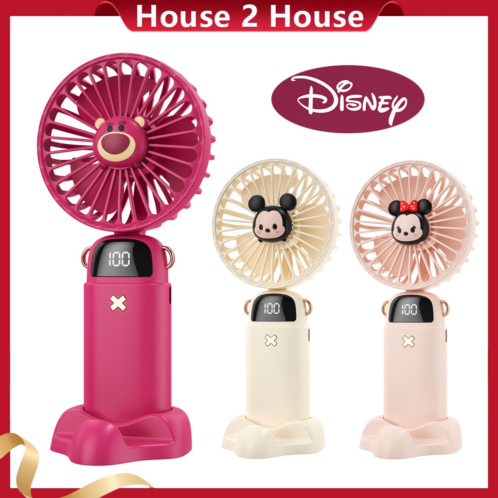 Disney Kipas Angin Mini Portable+Dudukan Ponsel Model Animal Karakter | Usb 5000 mAh Handy Mini Fan 