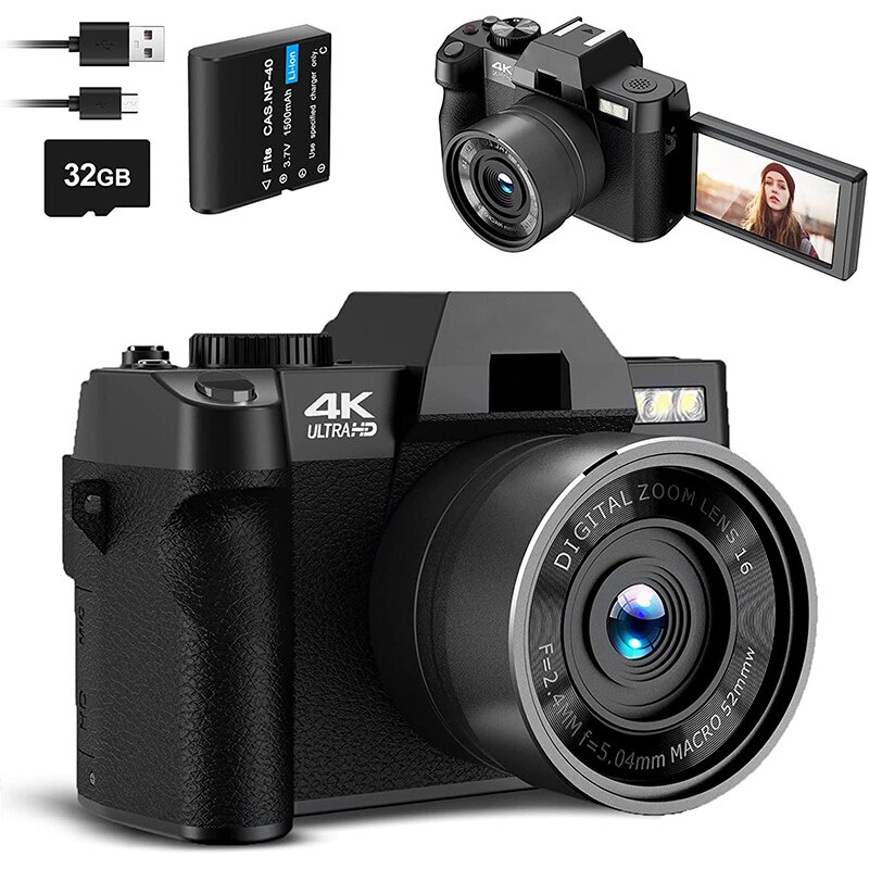 G-anica kamera gital  fotografi  Video 4K 48MP, kamera Vlog  YouTube  layar Flip 180 ° Zoom gital 16