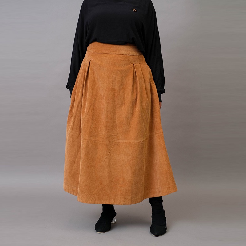 Hanna Rok Corduroy Panjang Wanita Simple Basic Polos Elenor Skirt C020923