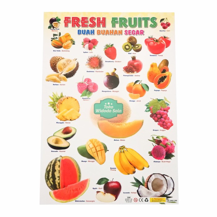

Poster Edukasi Buah Buahan Segar 35x50cm Ecer Per 1 Lembar