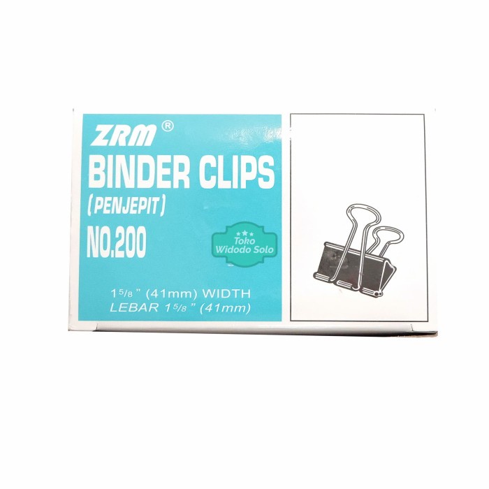 

Binder Clip ZRM No 200 1 5/8inch Metal Klip Penjepit Kertas 1 Box