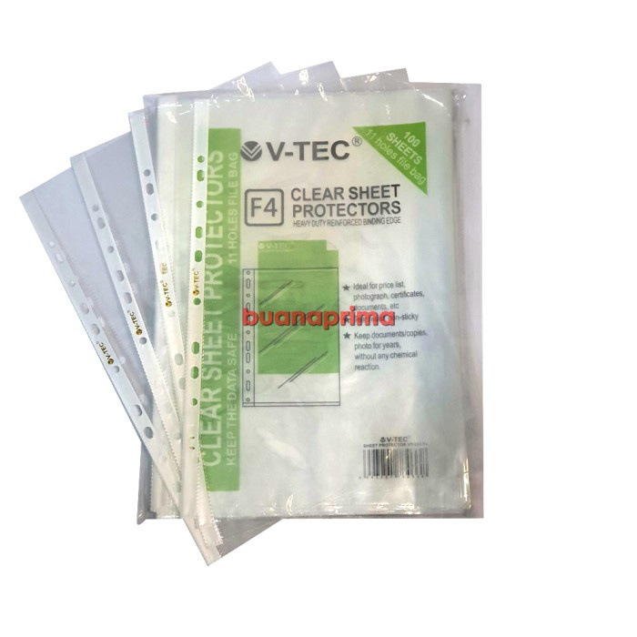 

Sheet Protector V-Tec A4 F4 isi 100 Lembar VTec Plastik Ordner