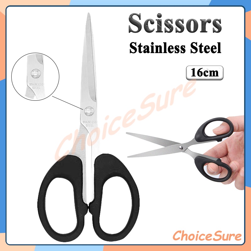 

Gunting Stainless Steel / Gunting Medium Hitam Ukuran 16 CM / Hitam Scissors Gunting Kertas Stainless