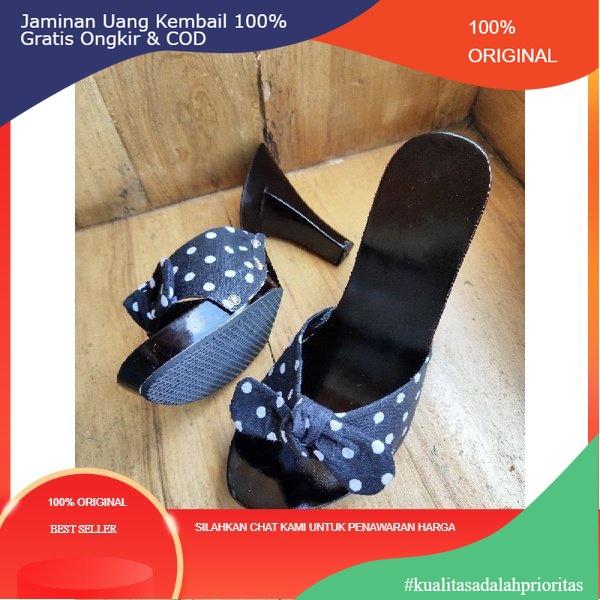 Heels Polkadot/ Heels Pesta/ Heels Cantik/ Heels Kayu/ Heels 7cm