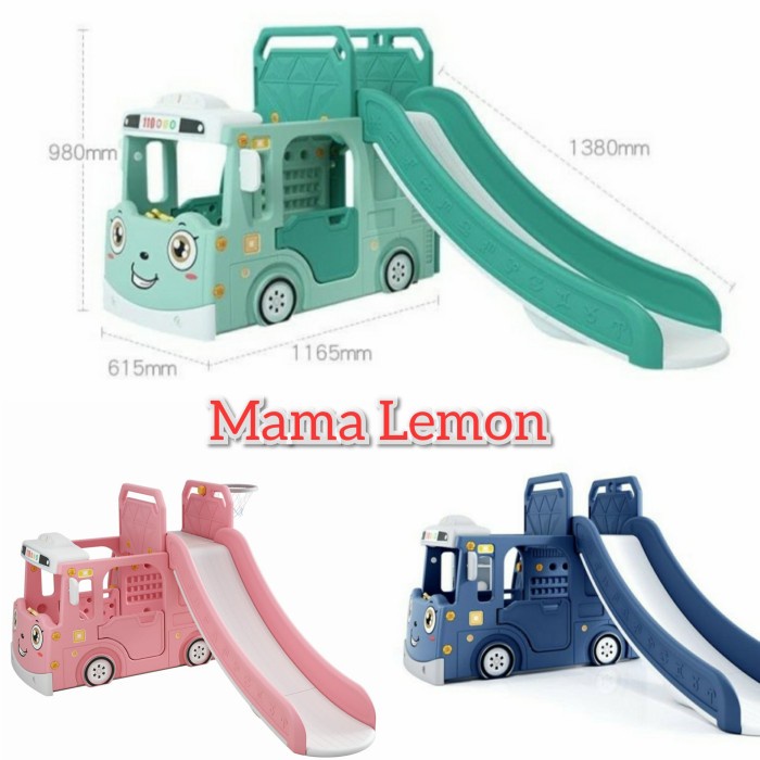 Perosotan Anak Tayo Bus Slide Perosotan Mobilan Playground Prosotan - Merah Muda